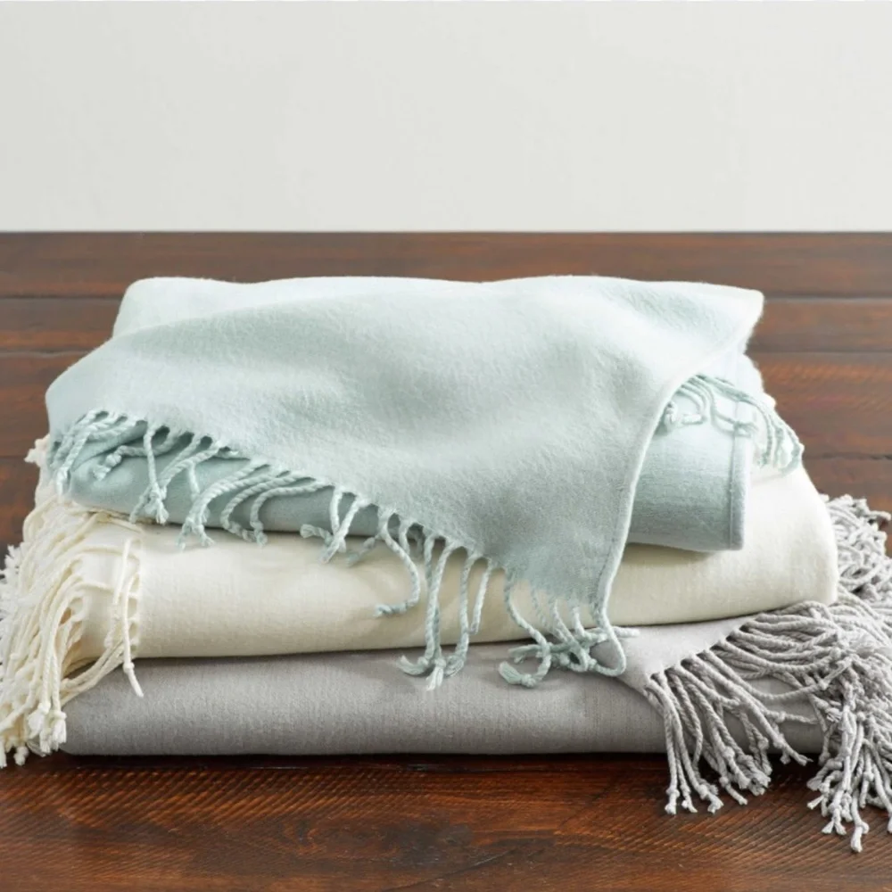 Pottery Barn Hand-Knotted Fringe Throw Blanket